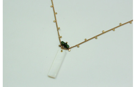 Solitario con cadena de eslabón pequeño oro mate c