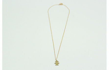 Solitario con cadena de eslabón pequeño dorado y c