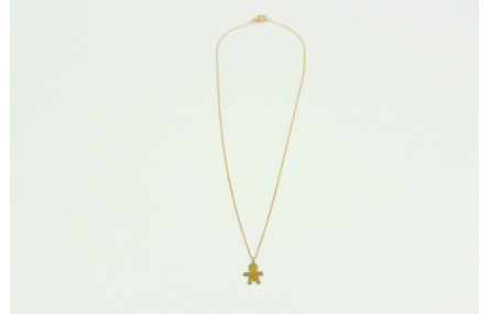 Solitario con cadena de eslabón pequeño dorado y c