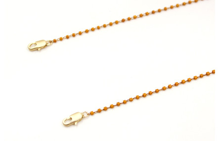 Cuelga mascarilla cadena con miyuki mostaza. Largo