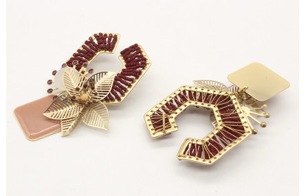 Pendientes miyuki granate con brillo blanco opal, 