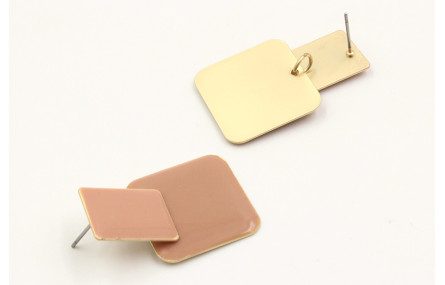 Pendientes esmaltados rosa. Largo 4cm.