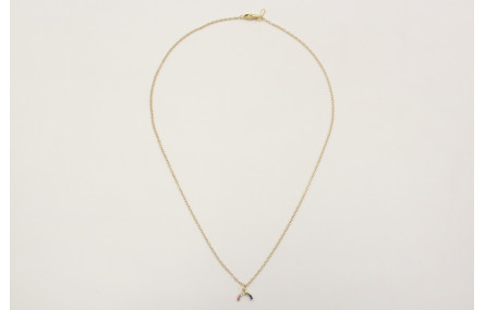 Solitario con semicirculo de microbrillos y cadena