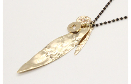 Colgante con cadena de miyuki negro con colgantes