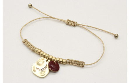 Pulsera macrame oro palido con bolas oro mate y co