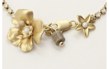 Pulsera cadena de strass color cristal opal con fl