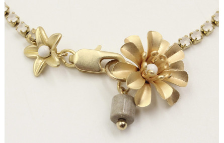 Pulsera cadena de strass color cristal opal con fl