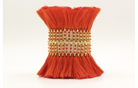 Brazalete ancho con entrepiezas con corales y pomp