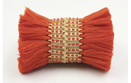 Brazalete ancho con entrepiezas con corales y pomp