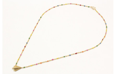 Collar cadena de acero inoxidable de bolitas esmal