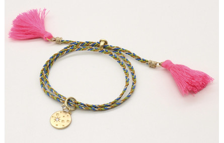 Pulsera trenza macrame verde oliva, marron, azul y