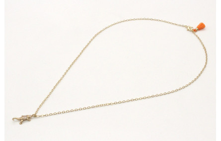 Solitario cadena eslabón pequeño en oro mate con l