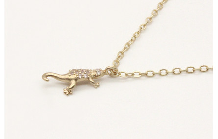 Solitario cadena eslabón pequeño en oro mate con l