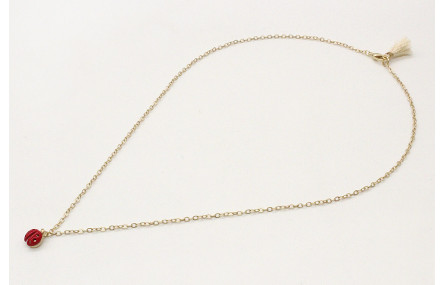 Solitario cadena eslabón pequeño en oro mate con m