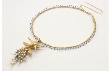 Collar rigido con cadena de cerillas azules, estre