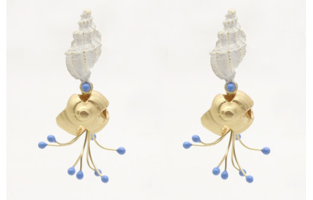 Pendinetes caracola esmaltada blanca con caracola 