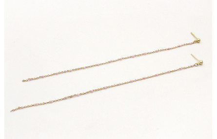 Pendientes largos cadena eslabón con bolita esmalt