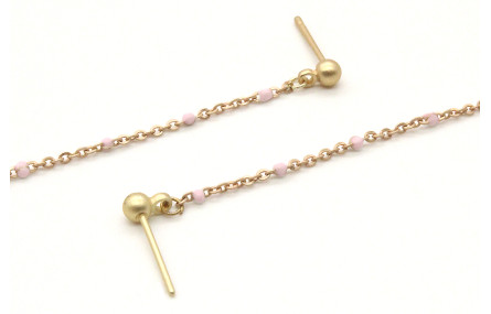 Pendientes largos cadena eslabón con bolita esmalt