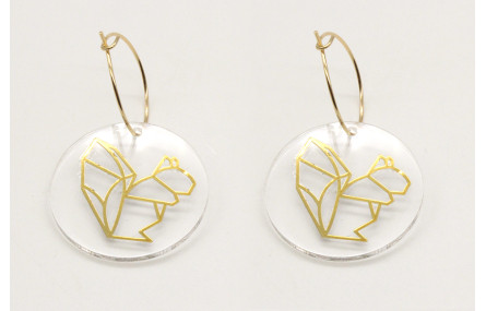 Pendientes aro oro brillo con disco metacrilato ar