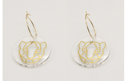 Pendientes aro oro brillo con disco metacrilato ti