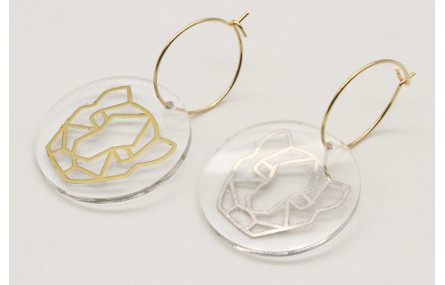 Pendientes aro oro brillo con disco metacrilato ti