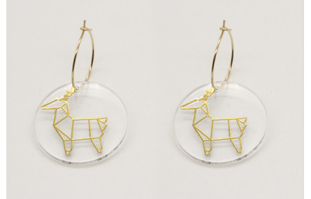 Pendientes aro oro brillo con disco metacrilato al