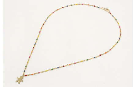 Collar cadena de acero inoxidable de bolitas esmal