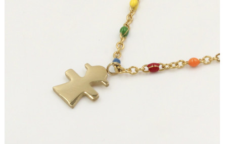 Collar cadena de acero inoxidable de bolitas esmal