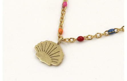 Collar cadena de acero inoxidable de bolitas esmal