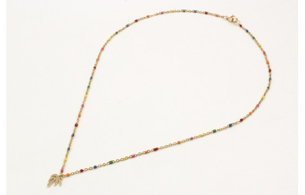 Collar cadena de acero inoxidable de bolitas esmal