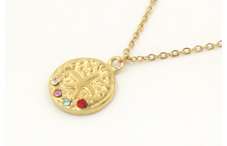 Collar con cadena de acero inoxidable y colgante e