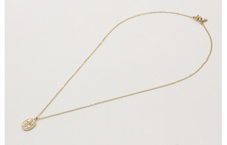 Solitario cadena eslabón pequeño oro brillo con ch