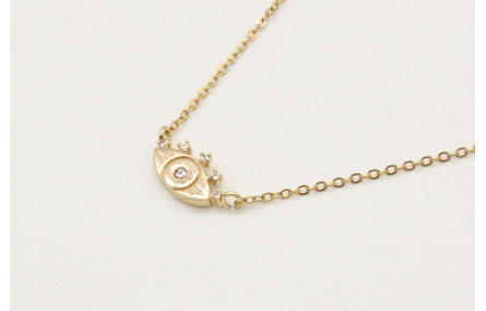 Solitario cadena eslabón pequeño oro brillo con oj