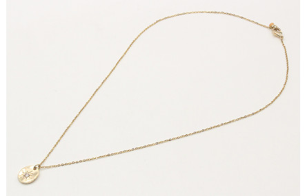 Solitario cadena eslabón pequeño oro brillo con co