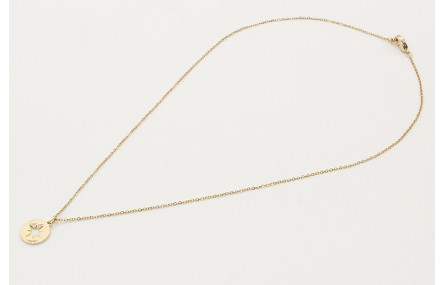 Solitario cadena eslabón pequeño oro brillo con co