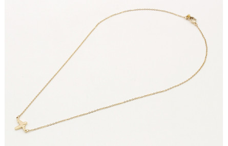 Solitario cadena eslabón pequeño oro brillo con co