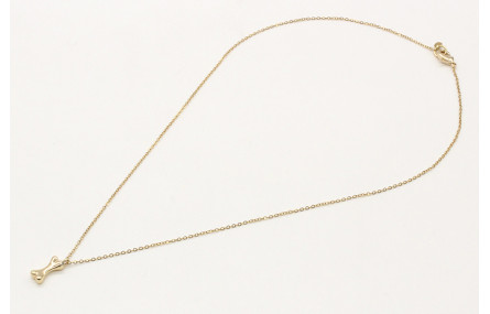 Solitario cadena eslabón pequeño oro brillo con co