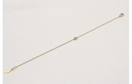 Pulsera cadena eslabón pequeño oro brillo con bril