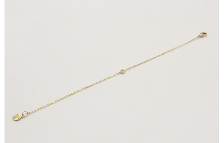 Pulsera cadena eslabón pequeño oro brillo con bril
