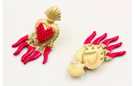 Pendientes perno sagrado corazón con agujeros, pim