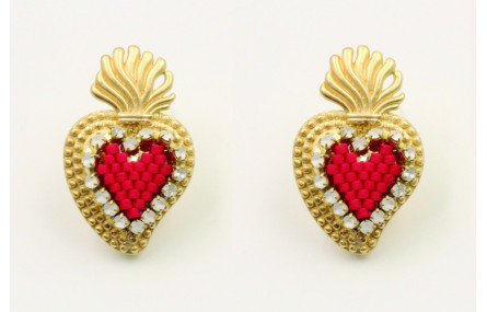 Pendiente perno sagrado corazón con corazón de miy