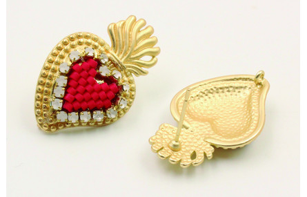 Pendiente perno sagrado corazón con corazón de miy