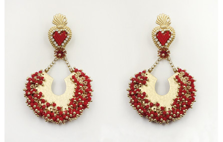 Pendientes perno sagrado corazón, corazón miyuki c