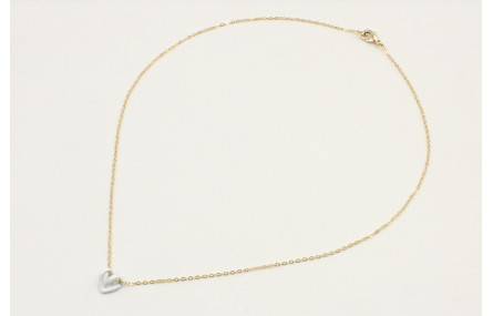 Solitario cadena de eslabón pequeño con corazón hu