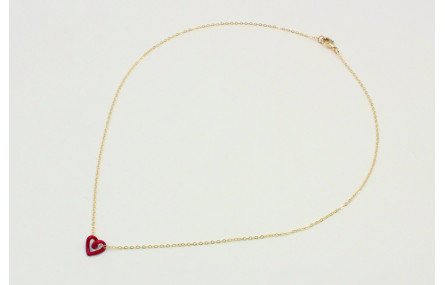 Solitario cadena de eslabón pequeño con corazón hu