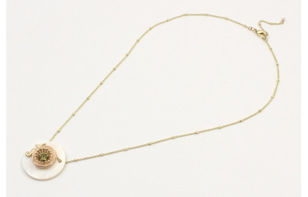 Collar cadena microbola oro mate con disco de naca