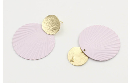 Pendientes perno disco oro mate y disco ondulado e