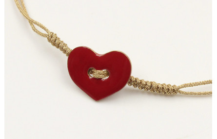 Pulsera nudo serpiente dorado con corazón rojo dos