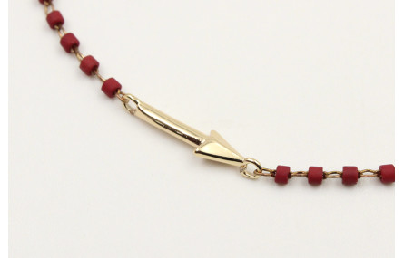 Pulsera cadena miyuki granate con flecha. Largo 17
