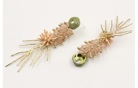 Pendientes perno caracol mar verde con facetadas r